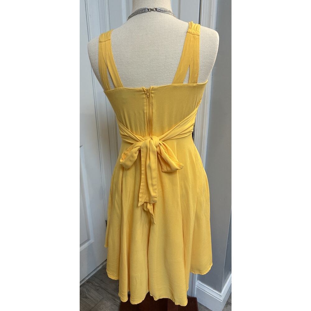 ModCloth Brilliant Motivation Yellow Dress Split Back Strap Sz S Fit & Flare - Picture 2 of 7